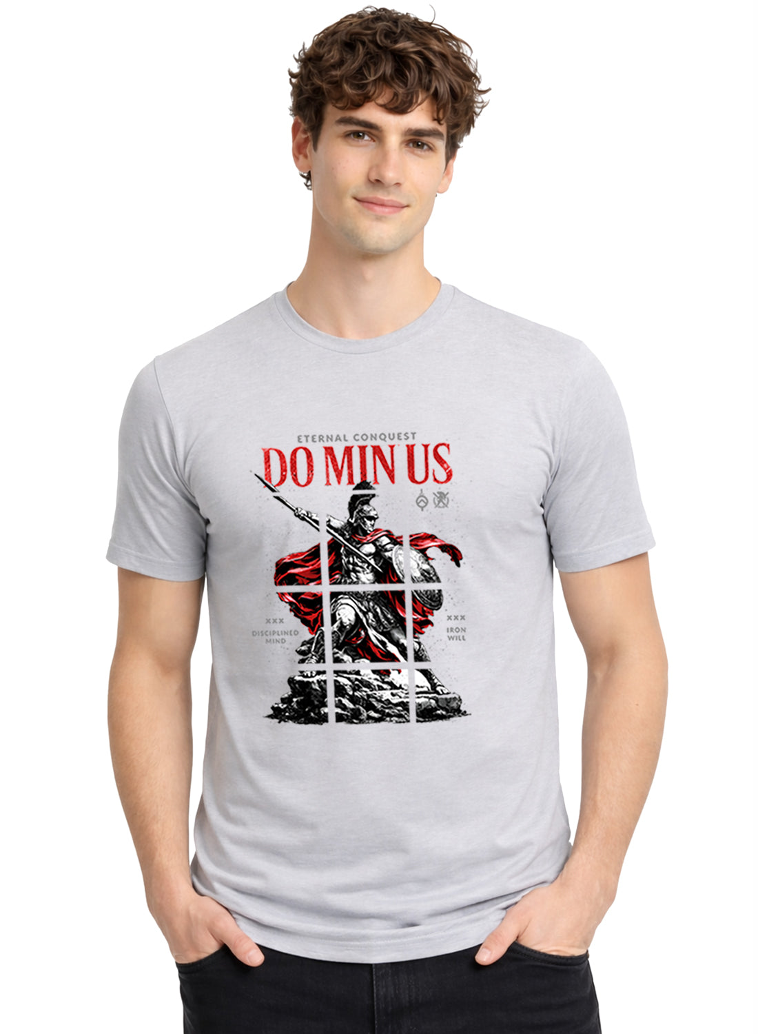 Men Grey Printed Casual T-Shirt