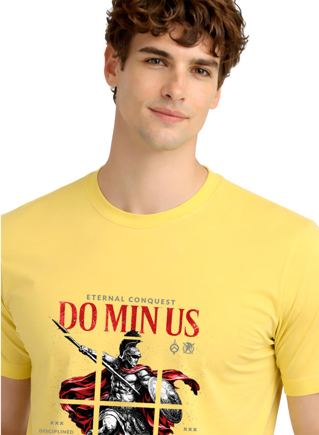 Men Yellow Printed Casual T-Shirt