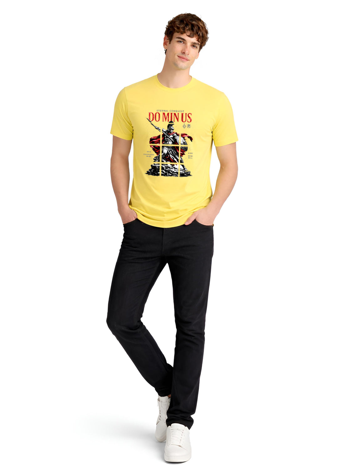 Men Yellow Printed Casual T-Shirt