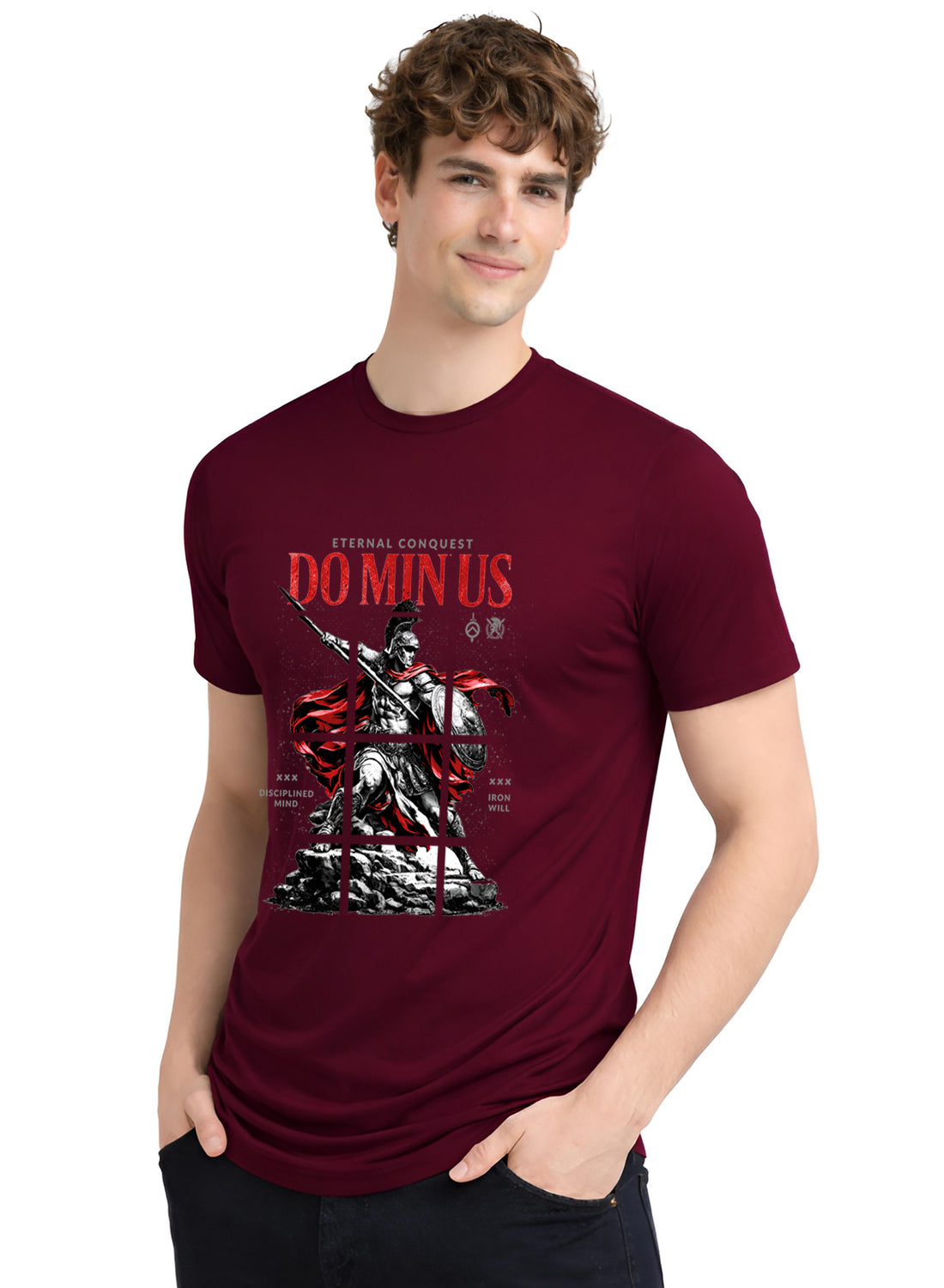 Men Maroon Printed Casual T-Shirt