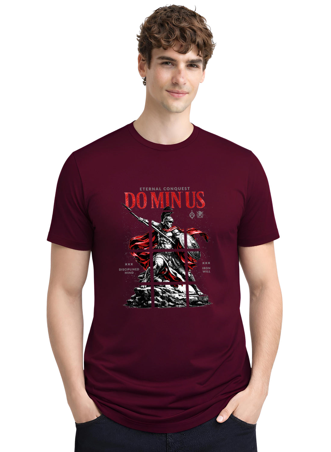 Men Maroon Printed Casual T-Shirt