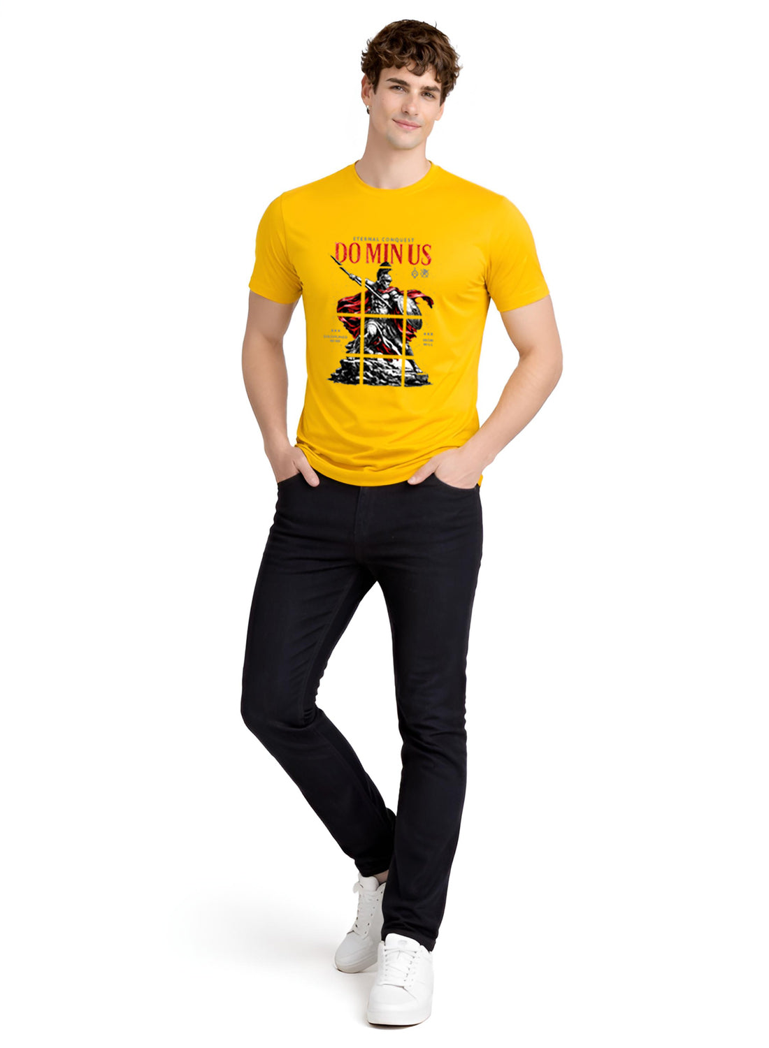 Men Mustard Printed Casual T-Shirt