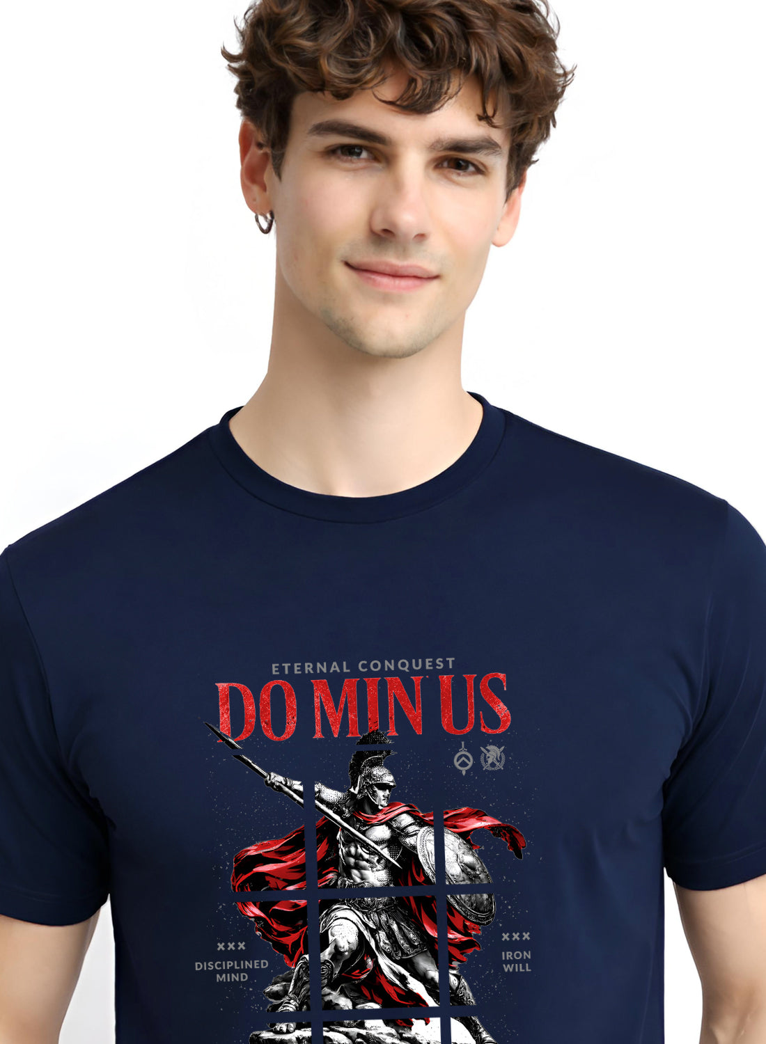 Men Navy Printed Casual T-Shirt