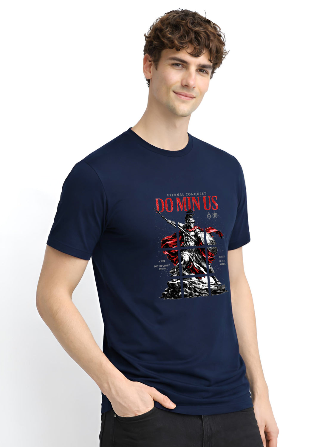 Men Navy Printed Casual T-Shirt