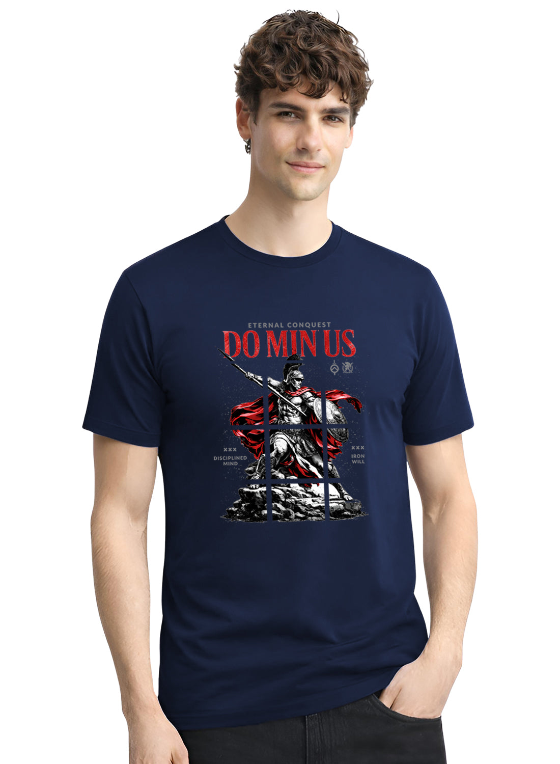 Men Navy Printed Casual T-Shirt