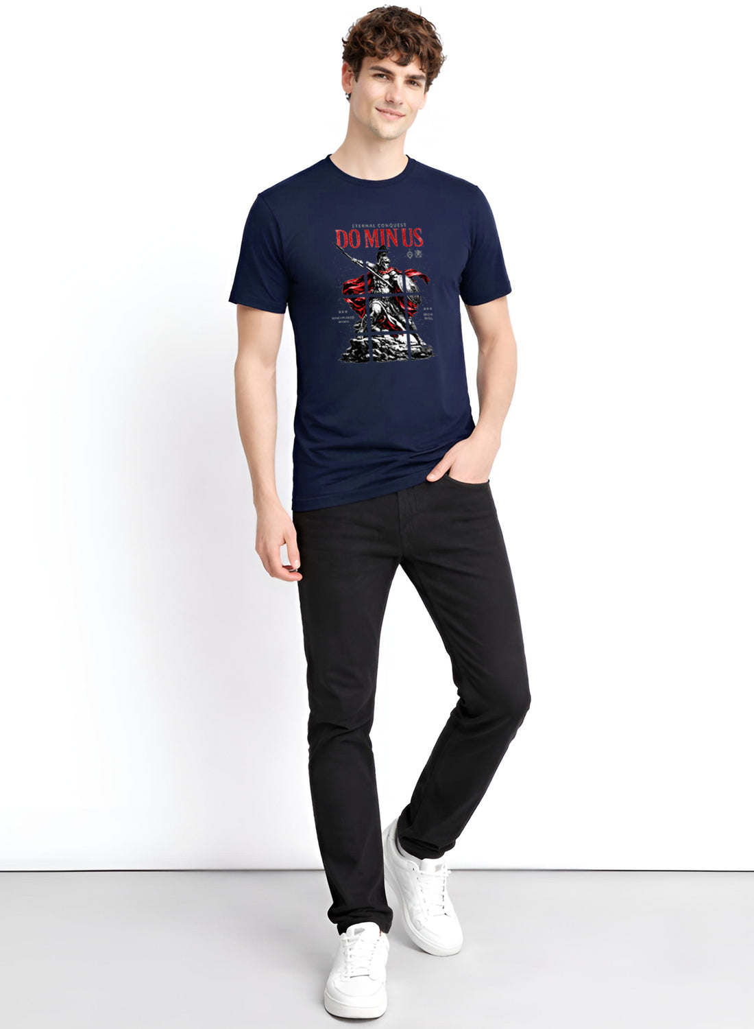 Men Navy Printed Casual T-Shirt