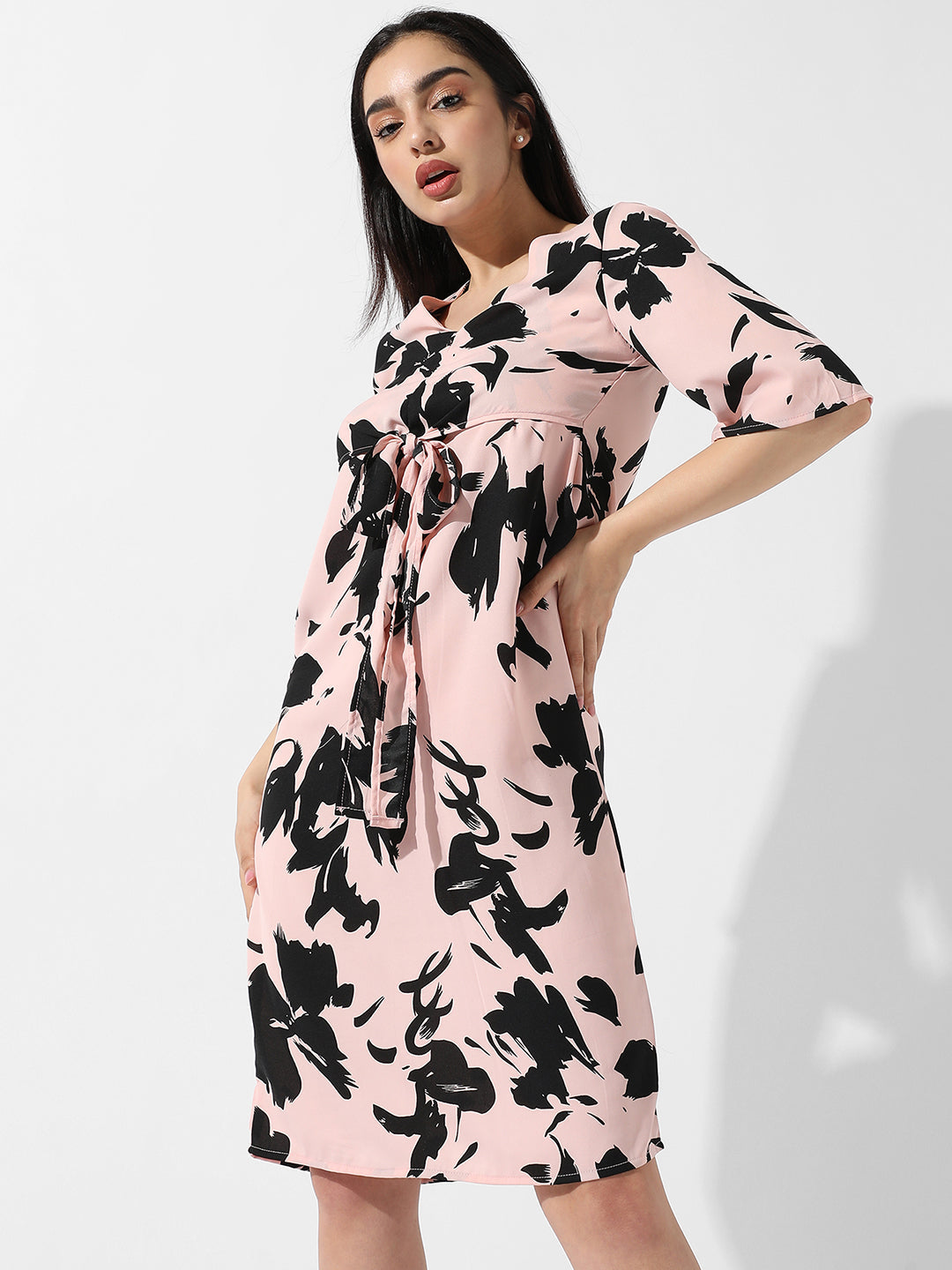 Women Pink Abstract Print Dress