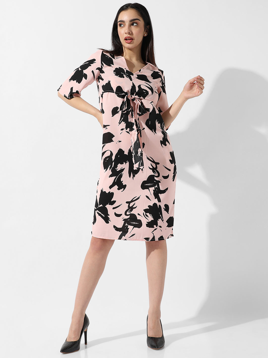 Women Pink Abstract Print Dress