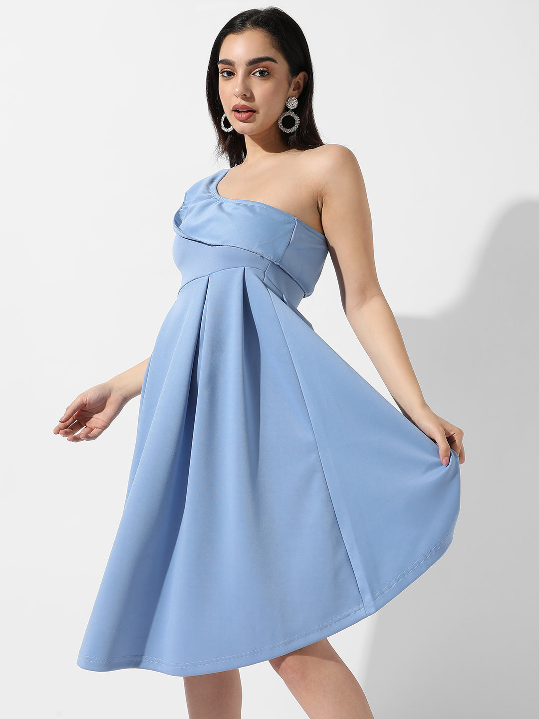 Women Blue One-Shoulder Dress