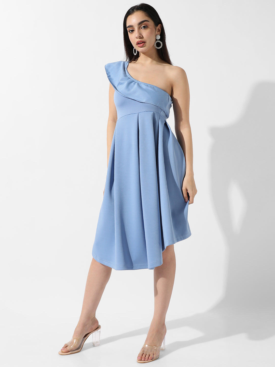 Women Blue One-Shoulder Dress