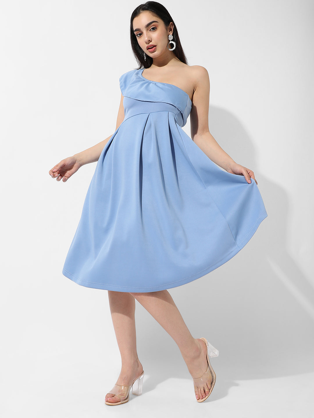 Women Blue One-Shoulder Dress