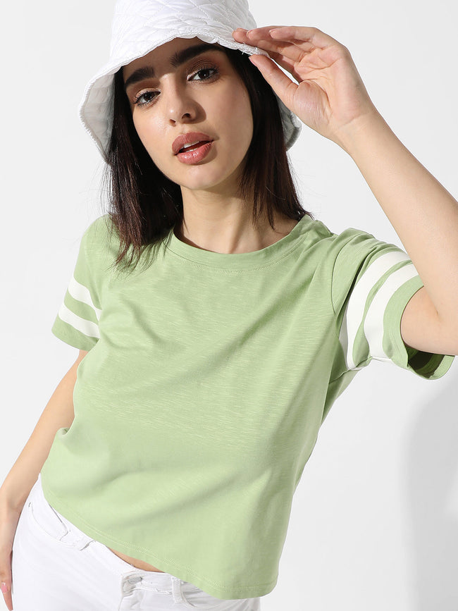 Women Green Solid Boxy Top