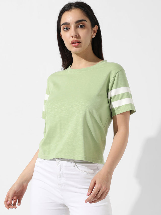 Women Green Solid Boxy Top
