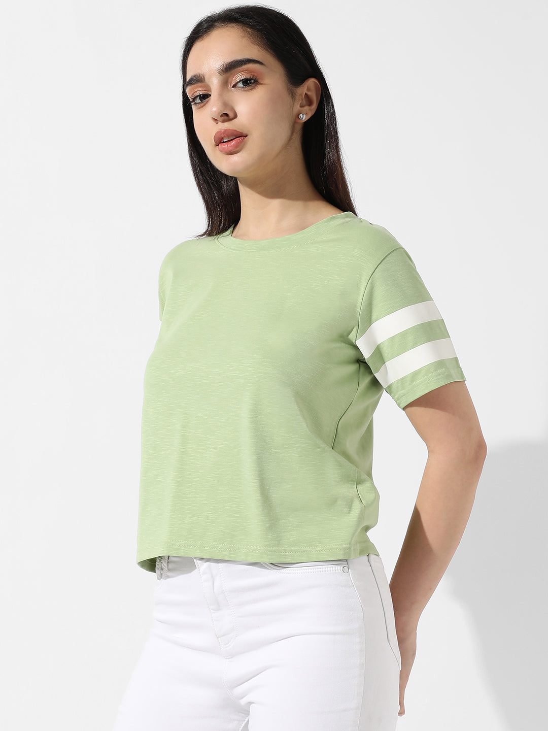 Women Green Solid Boxy Top