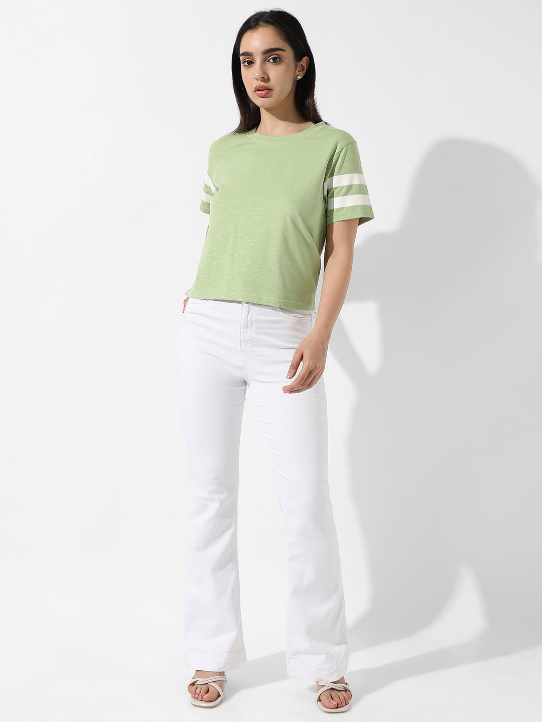 Women Green Solid Boxy Top