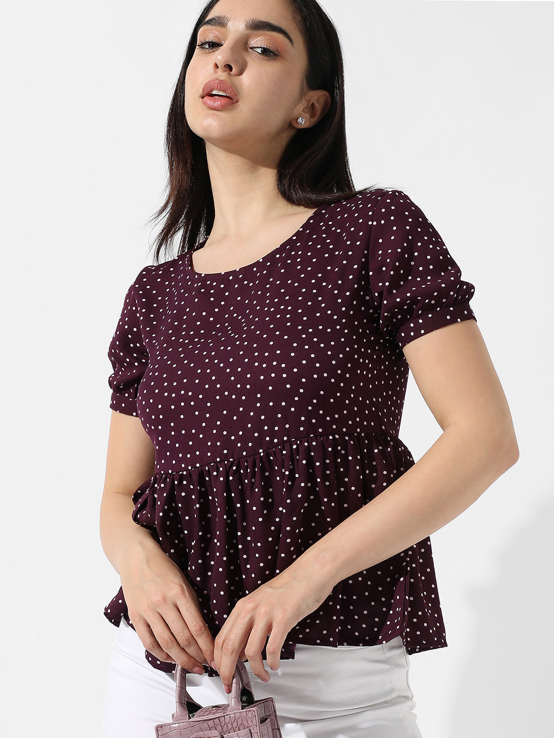 Women Red Polka Dot Top
