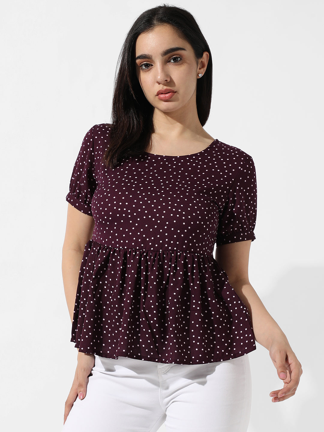 Women Red Polka Dot Top