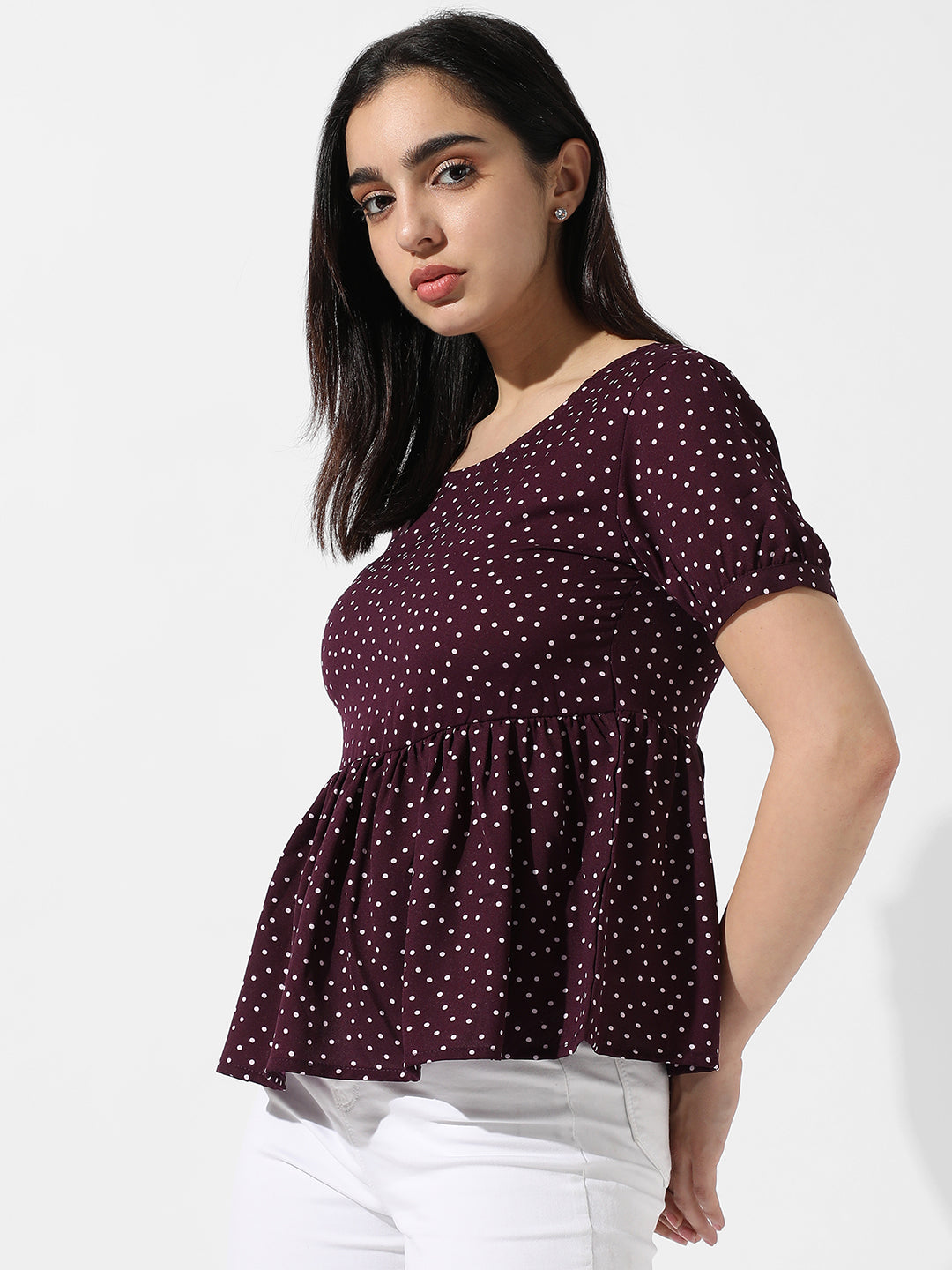 Women Red Polka Dot Top