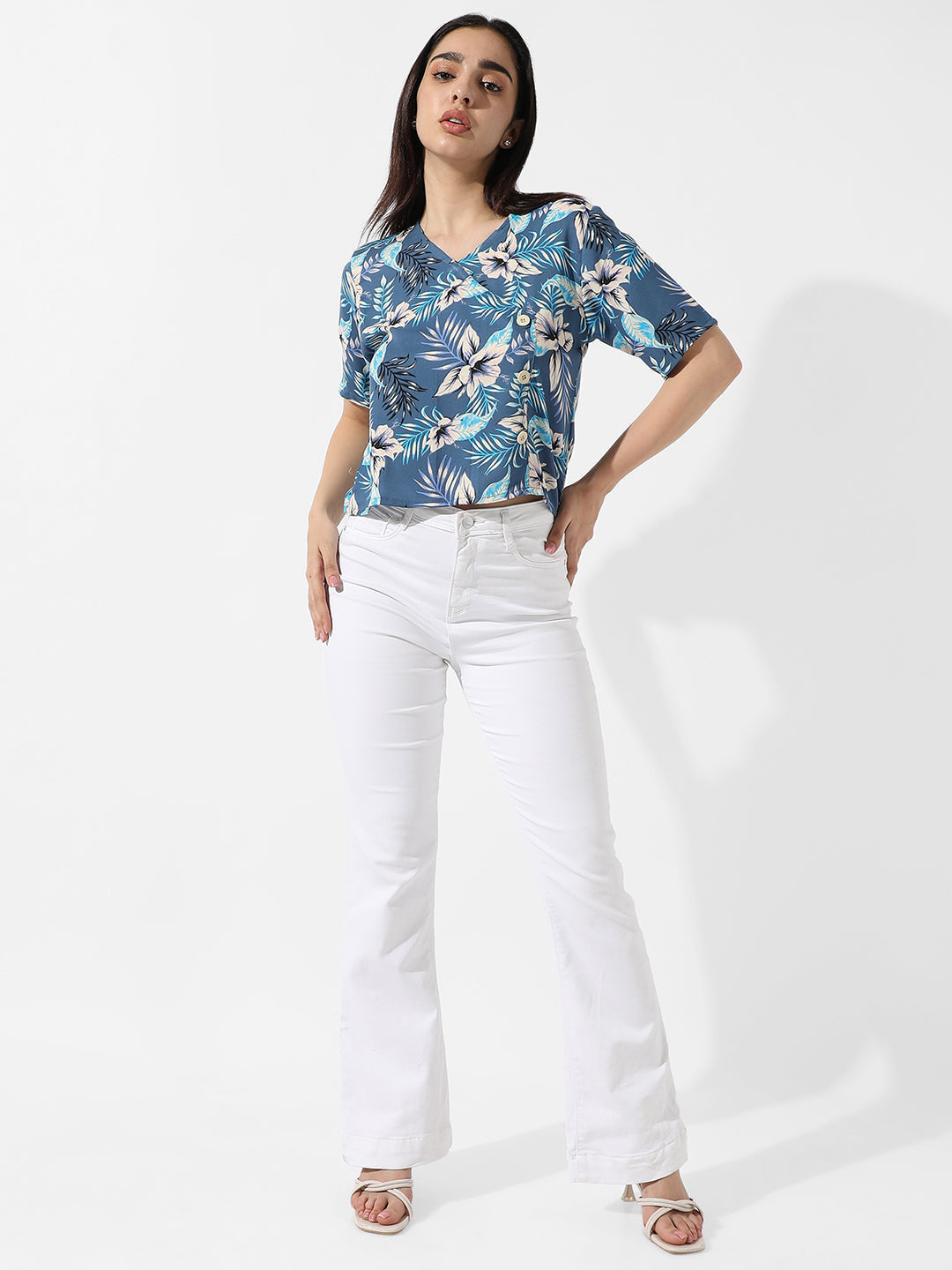 Women Blue Botanical Hues Top