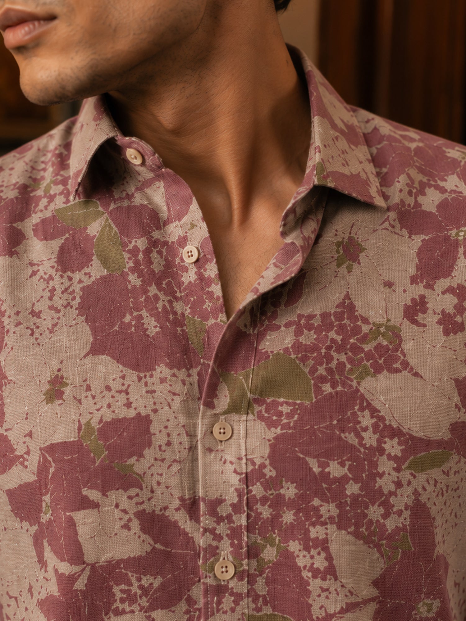 Men Beige Printed Cotton Regular Fit Shirt