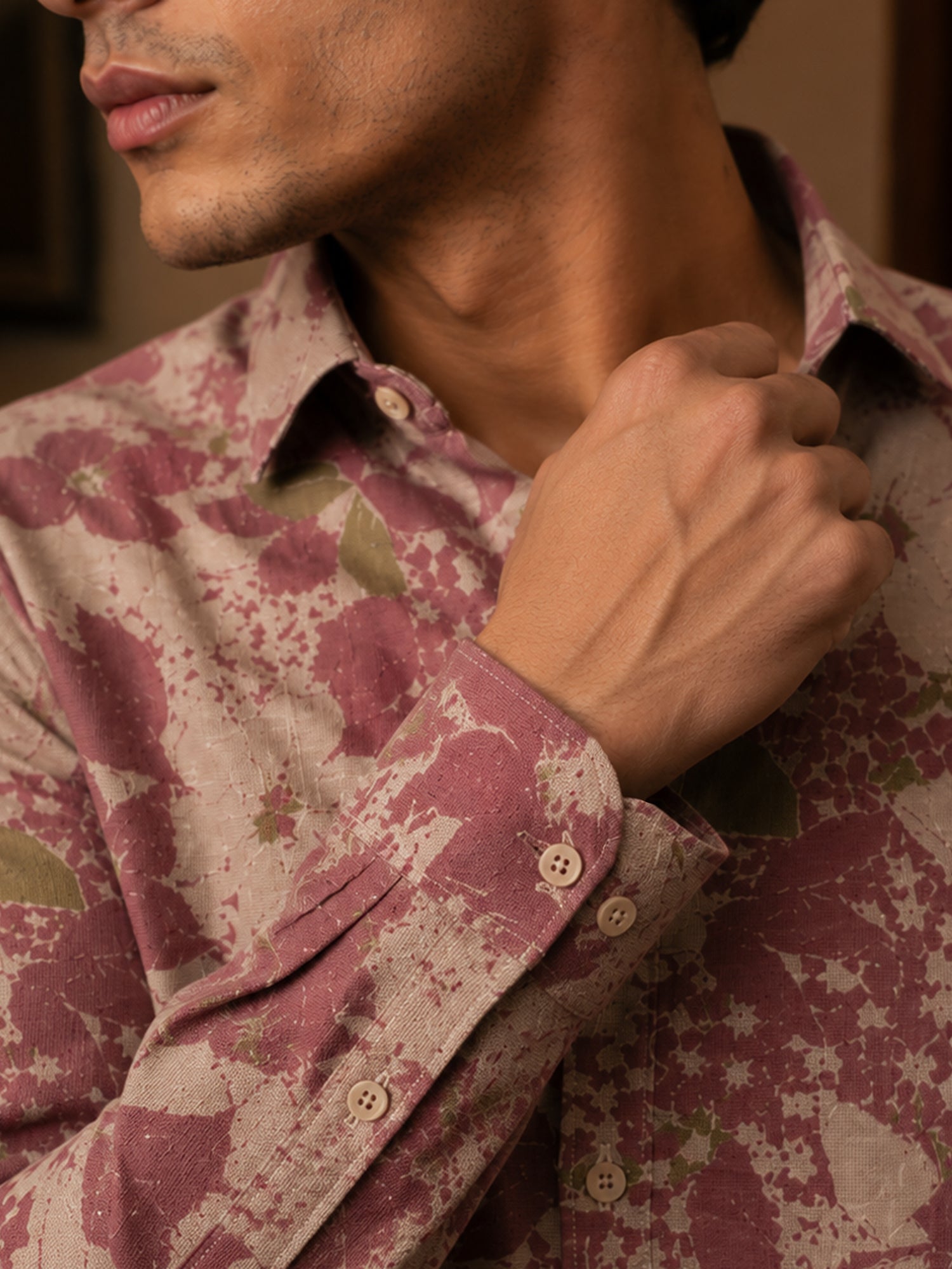 Men Beige Printed Cotton Regular Fit Shirt
