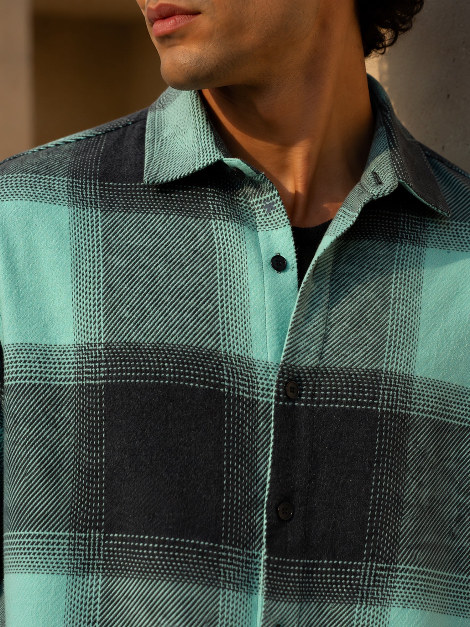 Men Green Checked Shirt