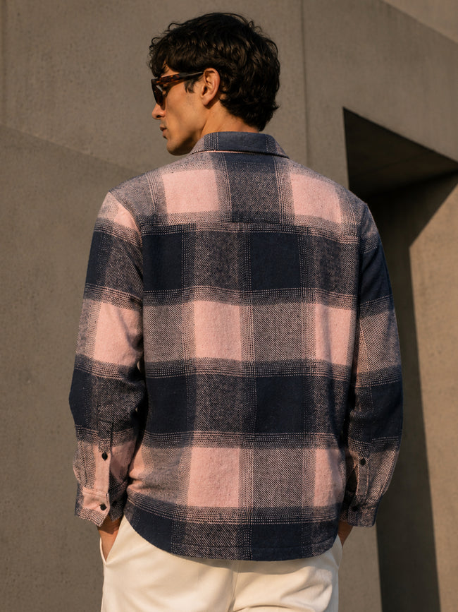 Men Pink Checked Shirt