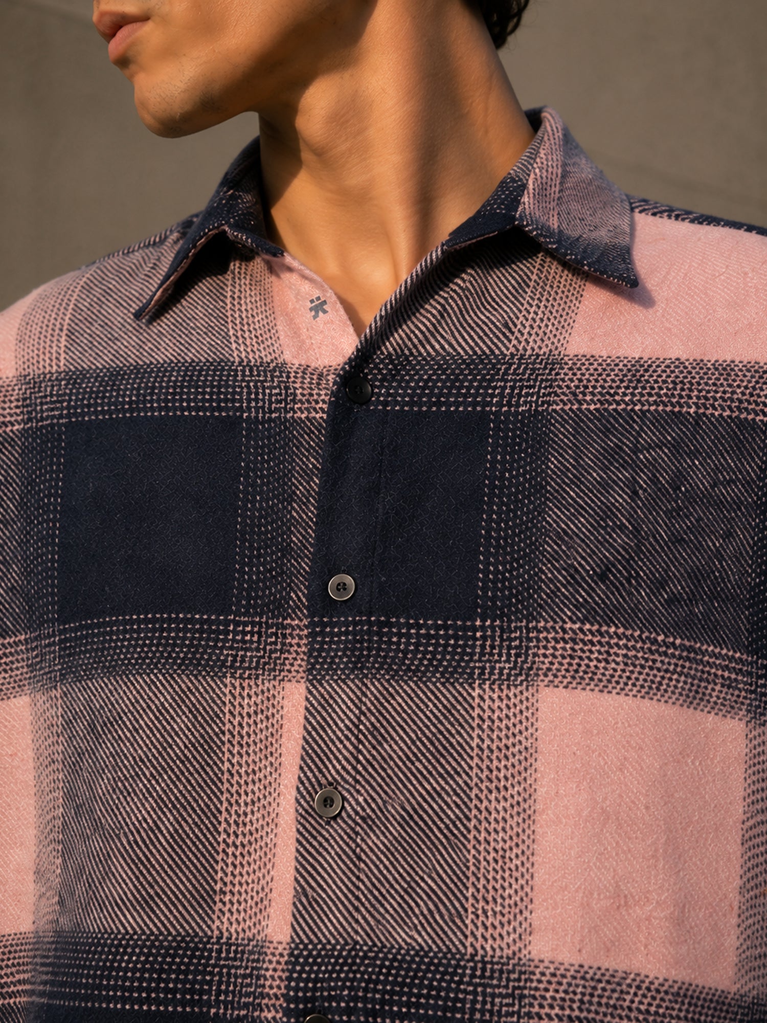 Men Pink Checked Shirt