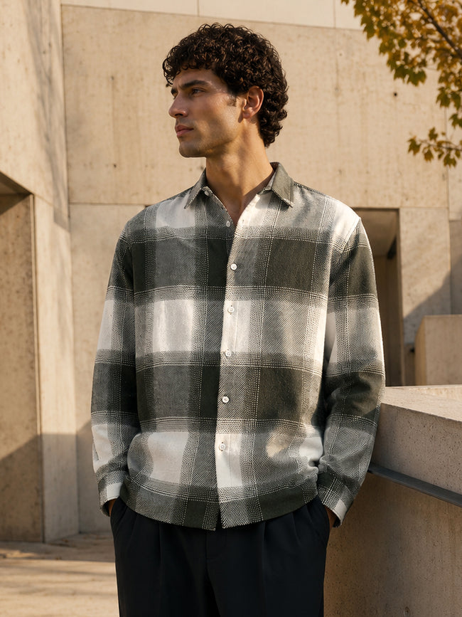 Men Green Tartan Checked Shirt