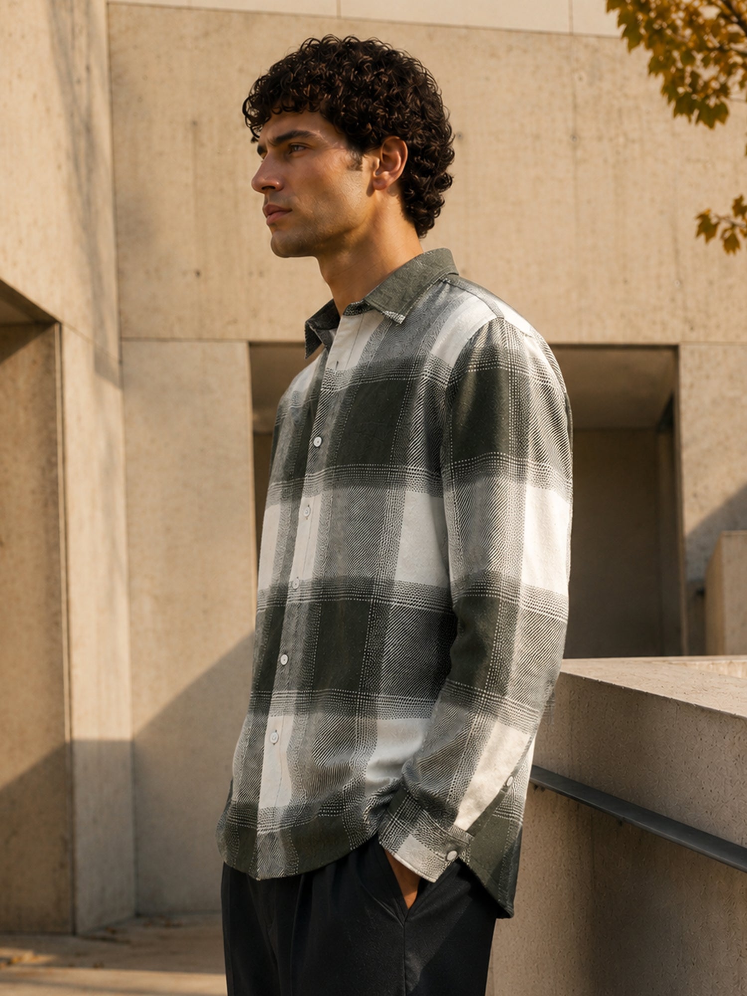 Men Green Tartan Checked Shirt