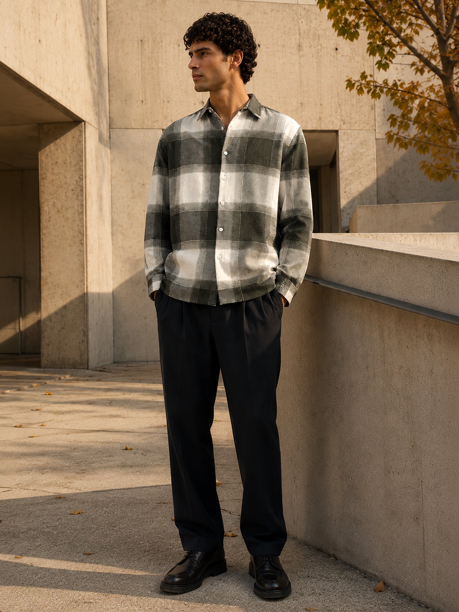 Men Green Tartan Checked Shirt
