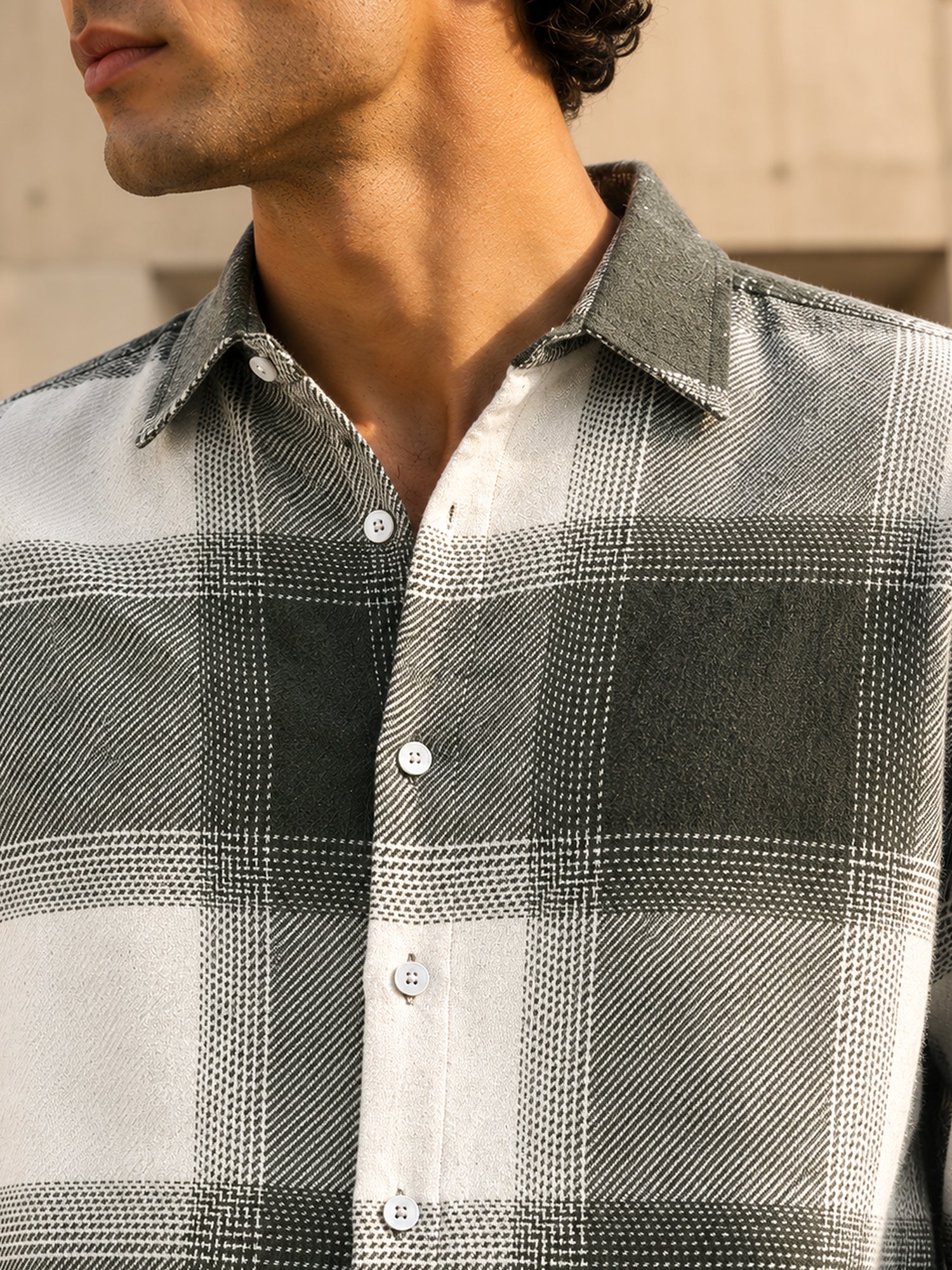 Men Green Tartan Checked Shirt