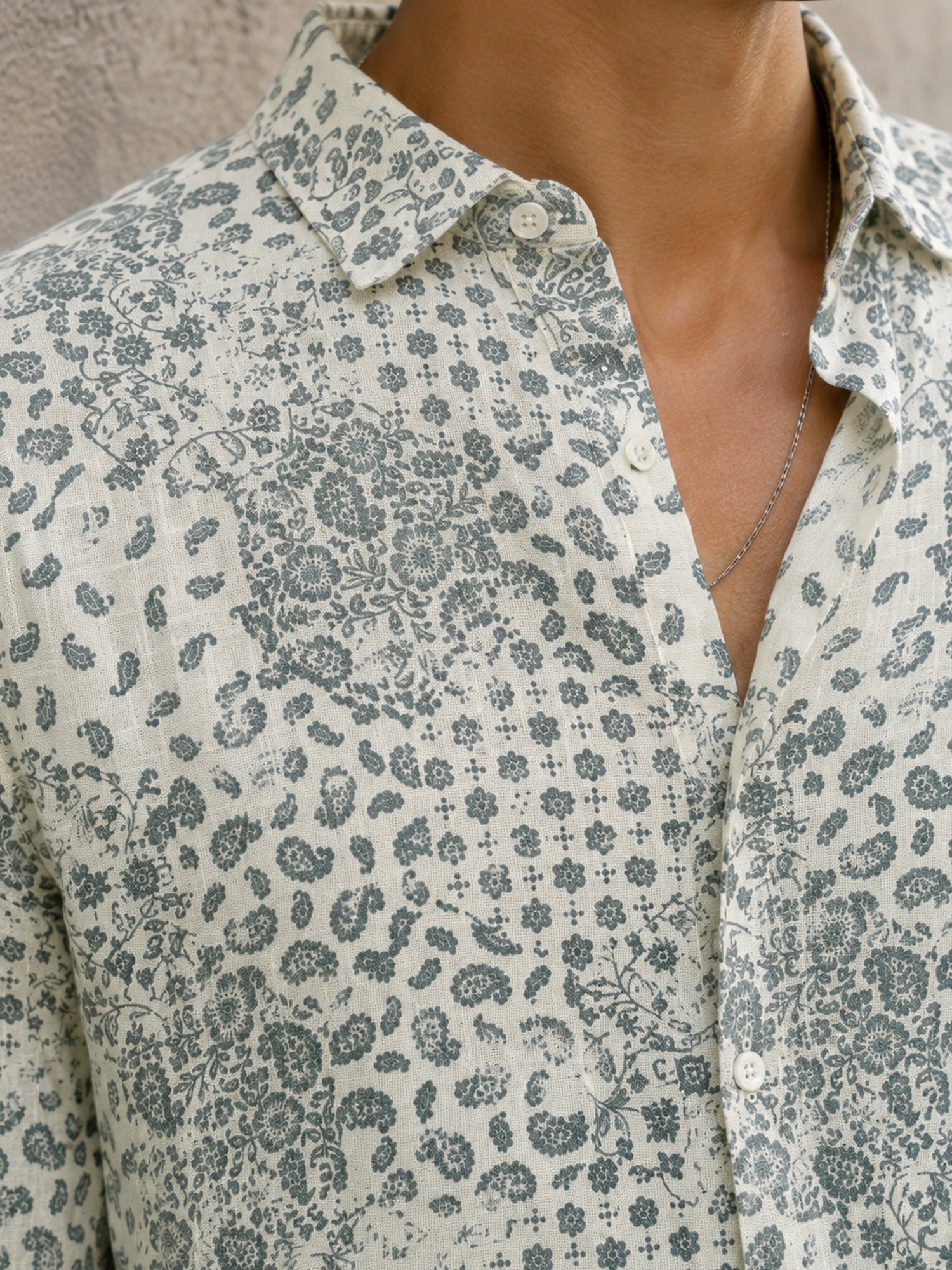 Men Grey Printed Cotton Regular Fit Shirt