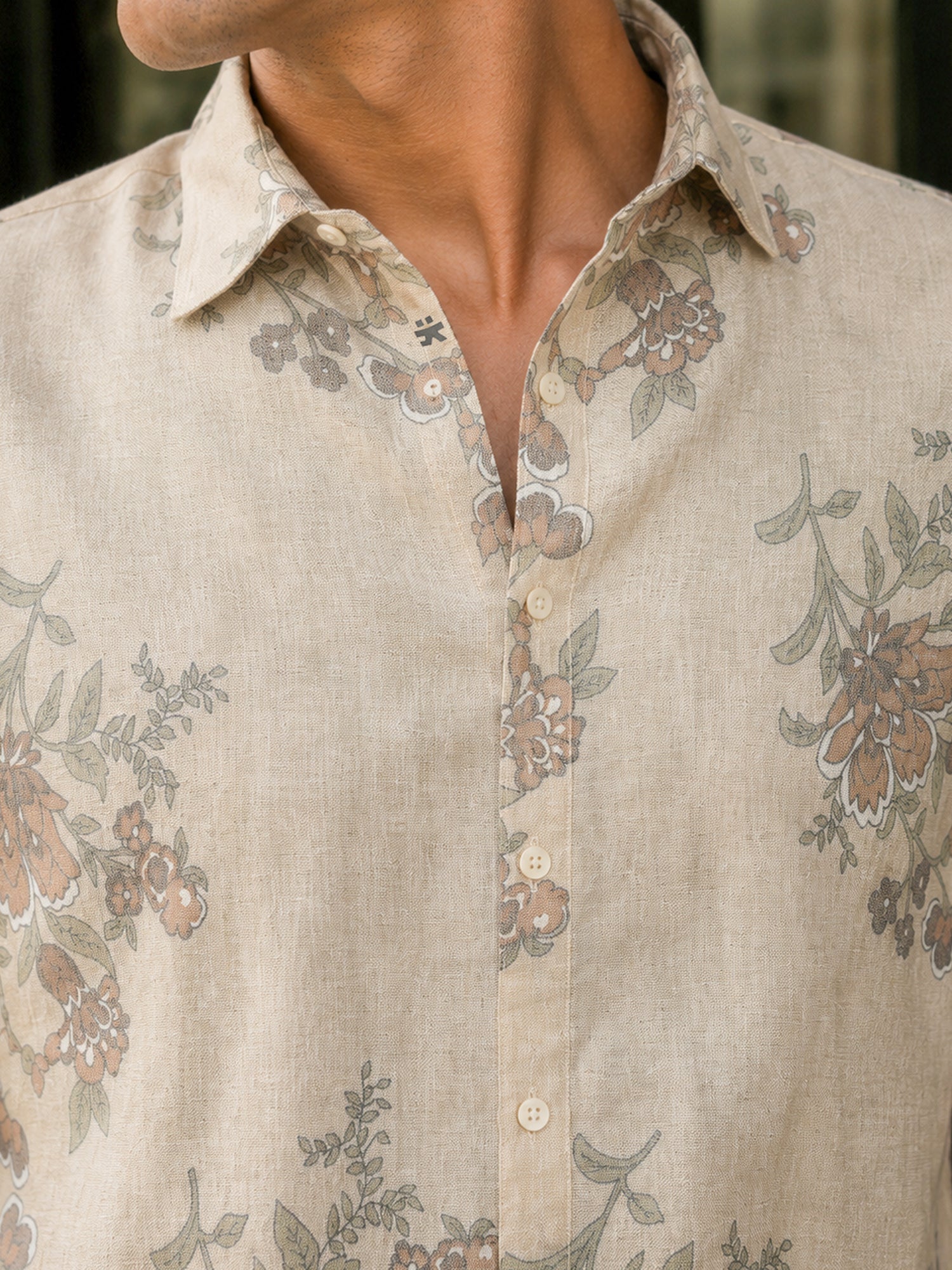 Men Beige Printed Rayon Regular Fit Shirt