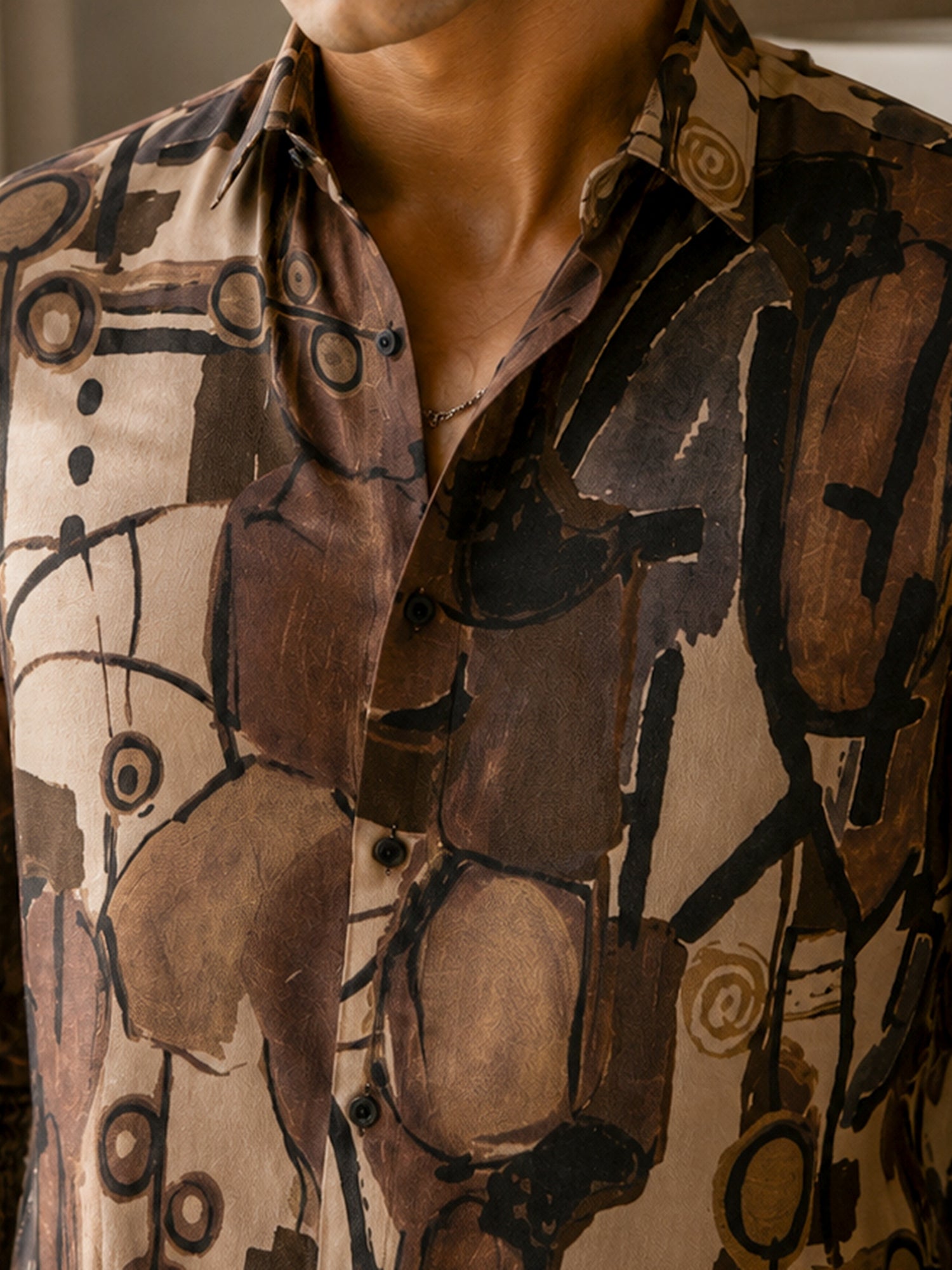 Men Brown Printed Regular Fit Shirt