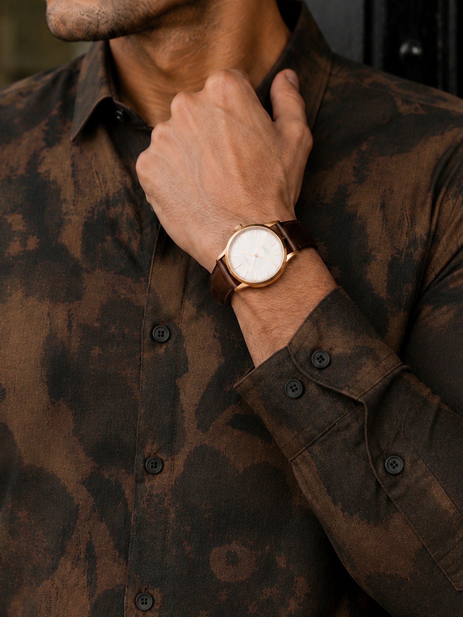 Men Brown Washed Regular Fit Shirt