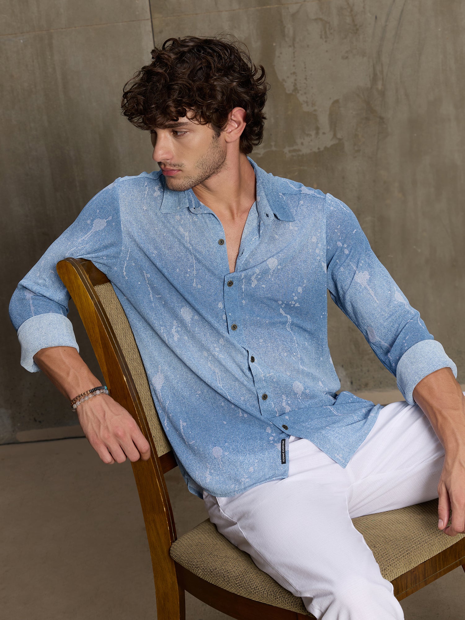 Men Light Blue Casual Shirt