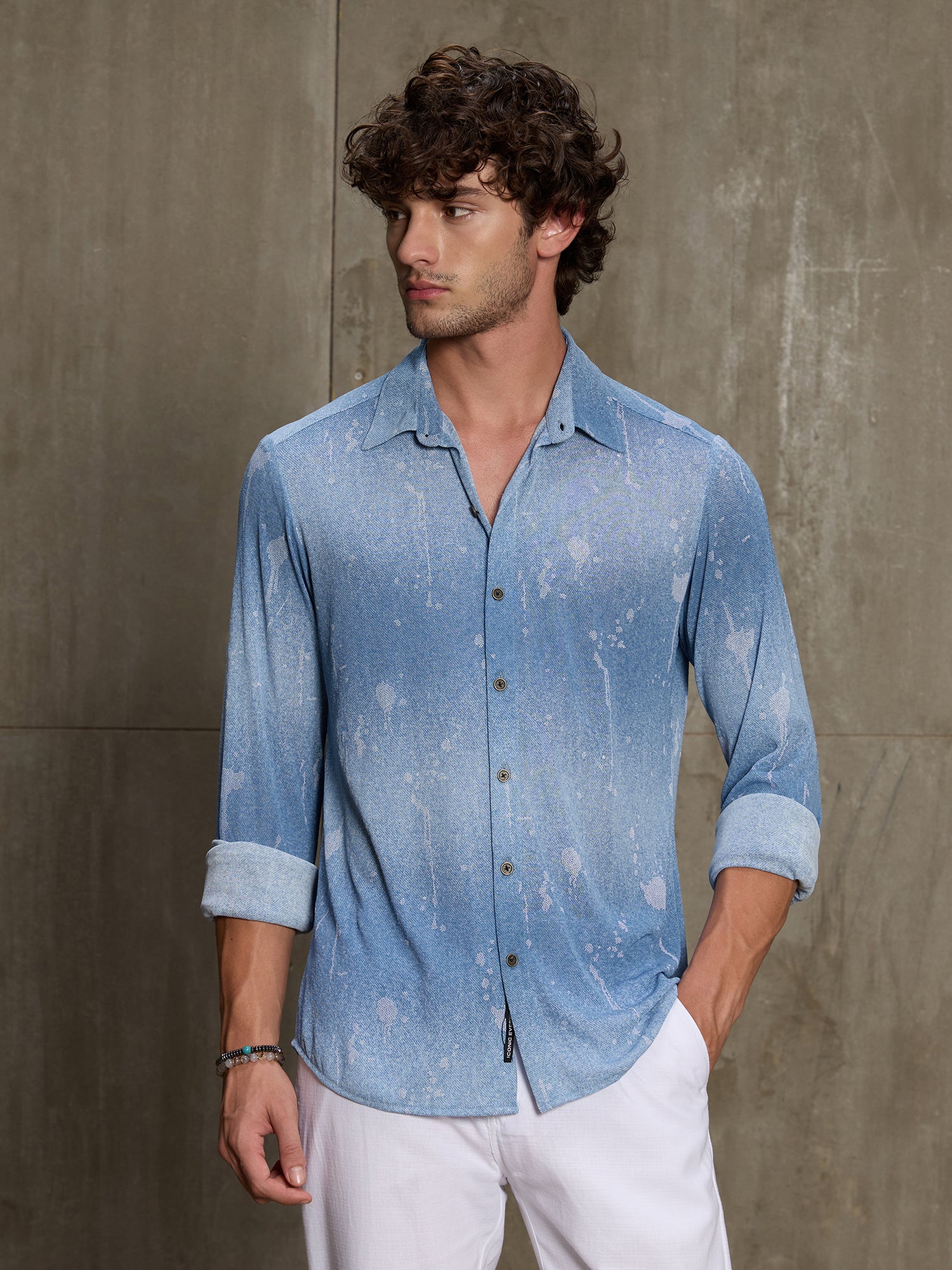 Men Light Blue Casual Shirt