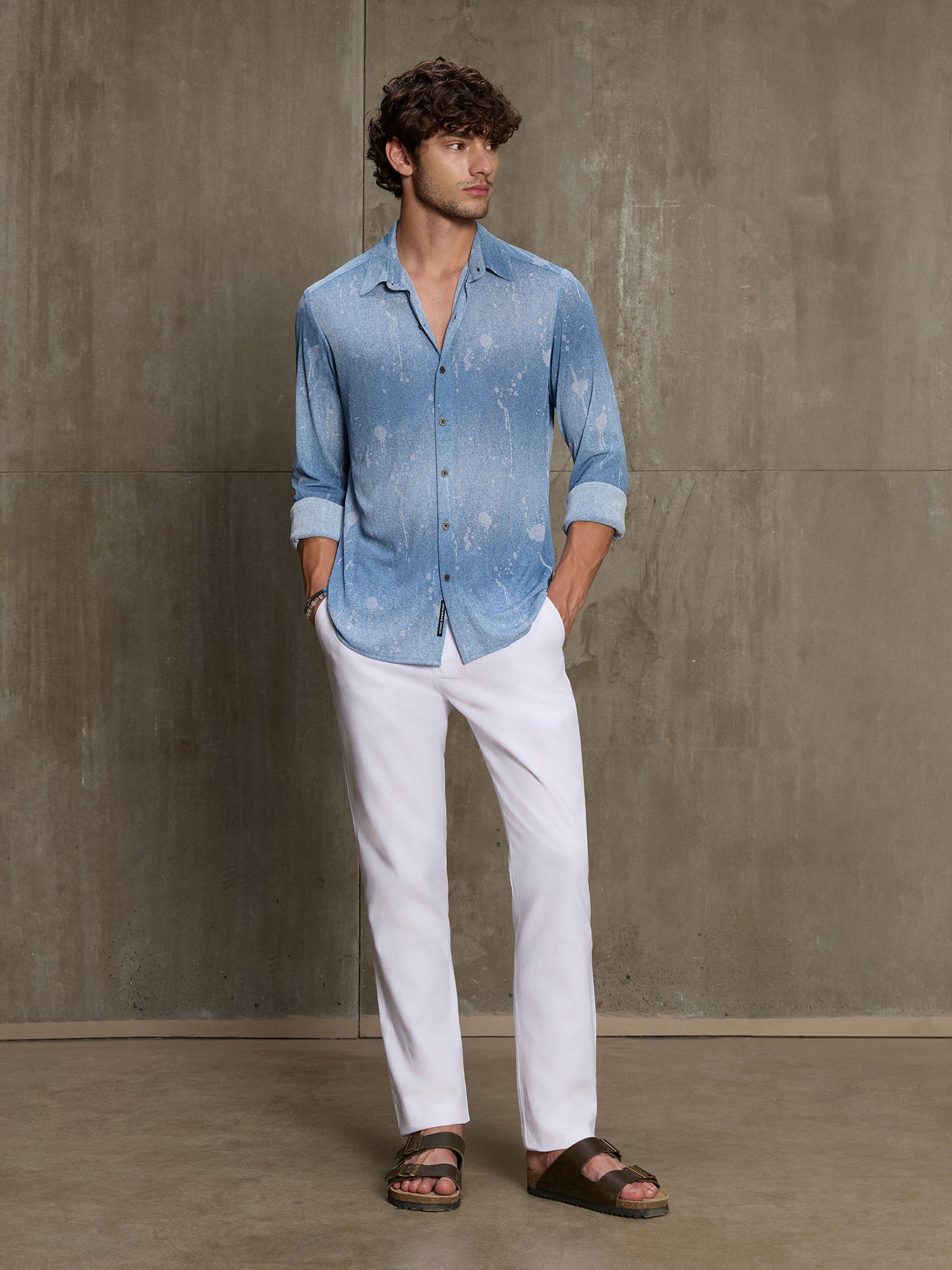 Men Light Blue Casual Shirt