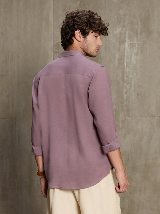 Men Lavender Solid Full Sleeve Casual Shirt