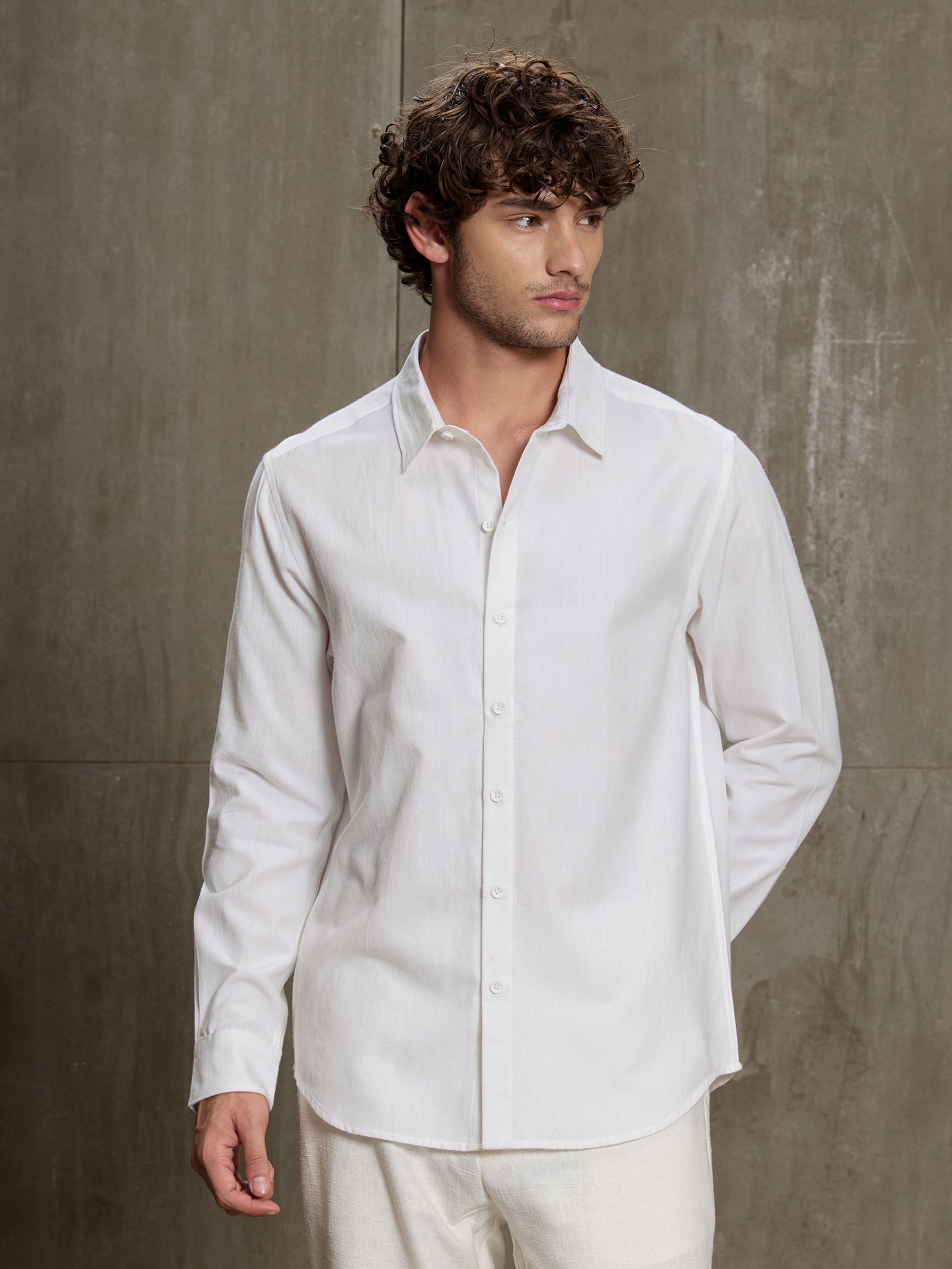 Men White Solid Full Sleeve Formal Shirt