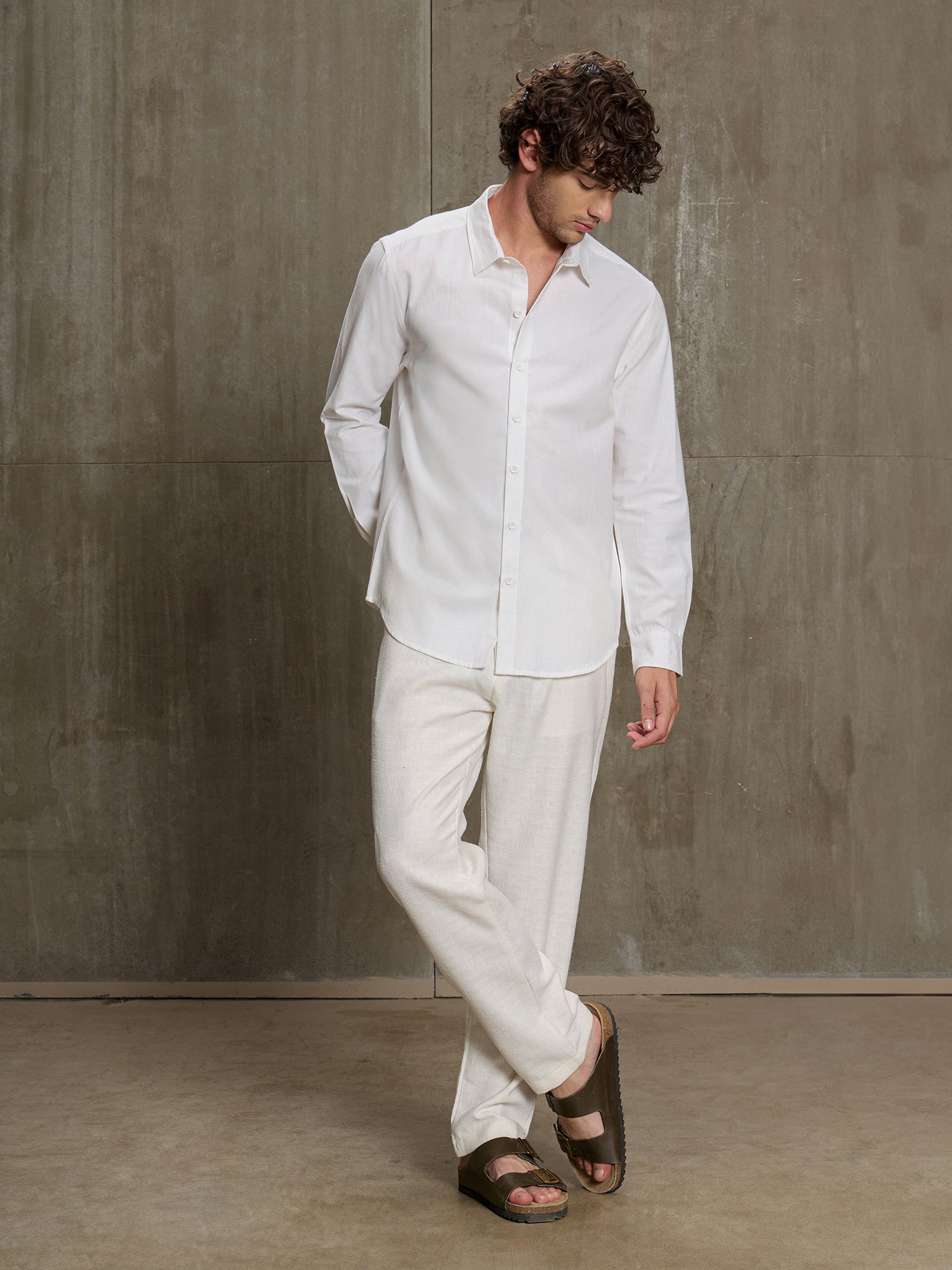 Men White Solid Full Sleeve Formal Shirt