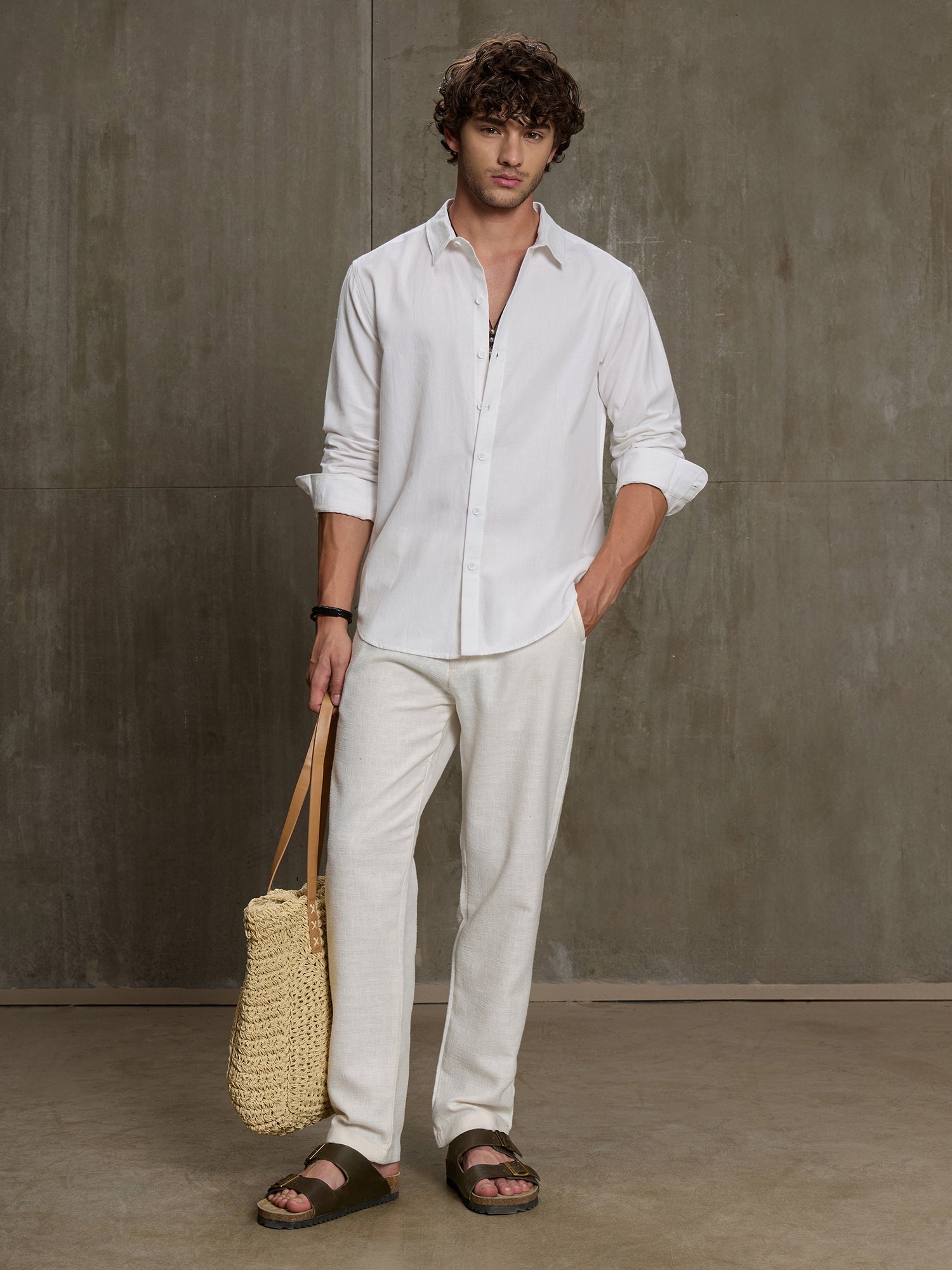 Men White Solid Full Sleeve Formal Shirt