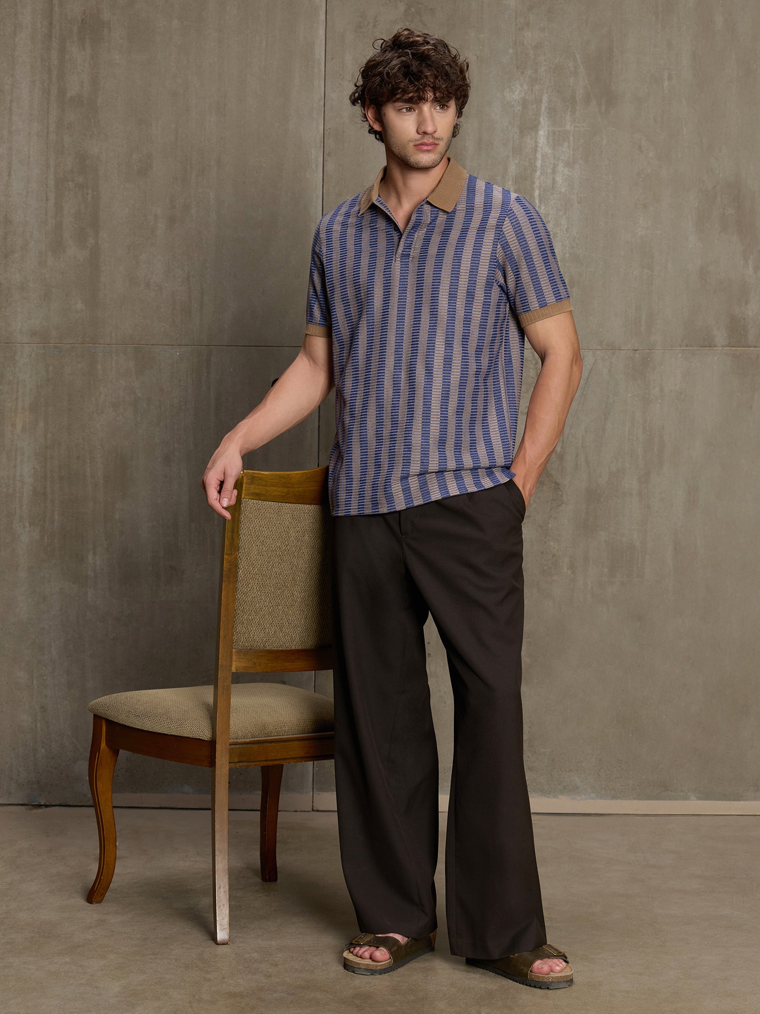 Men Blue Contemporary Striped Half Sleeve T-Shirt