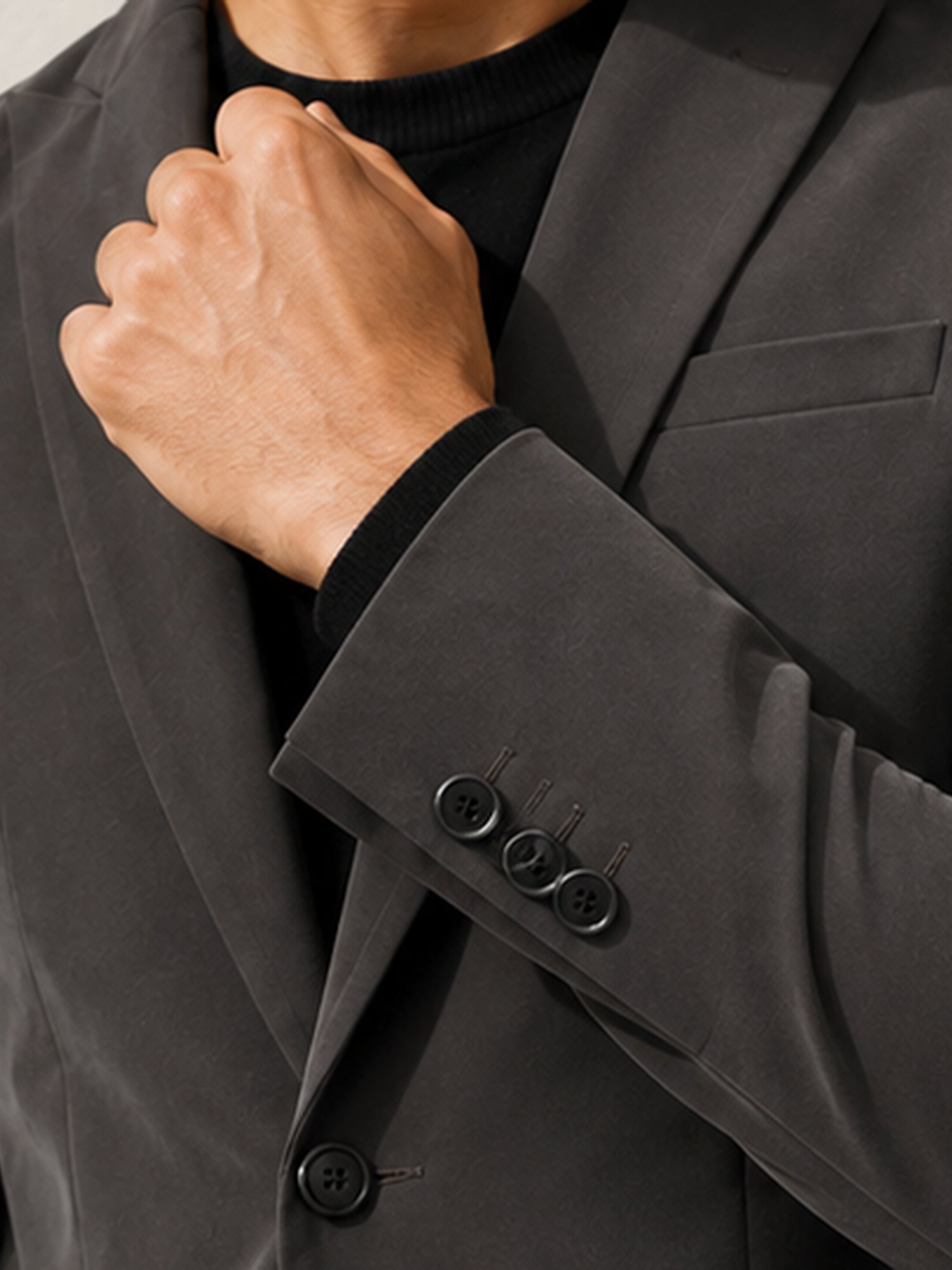Men Charcoal Grey Solid Regular Fit Formal Blazer
