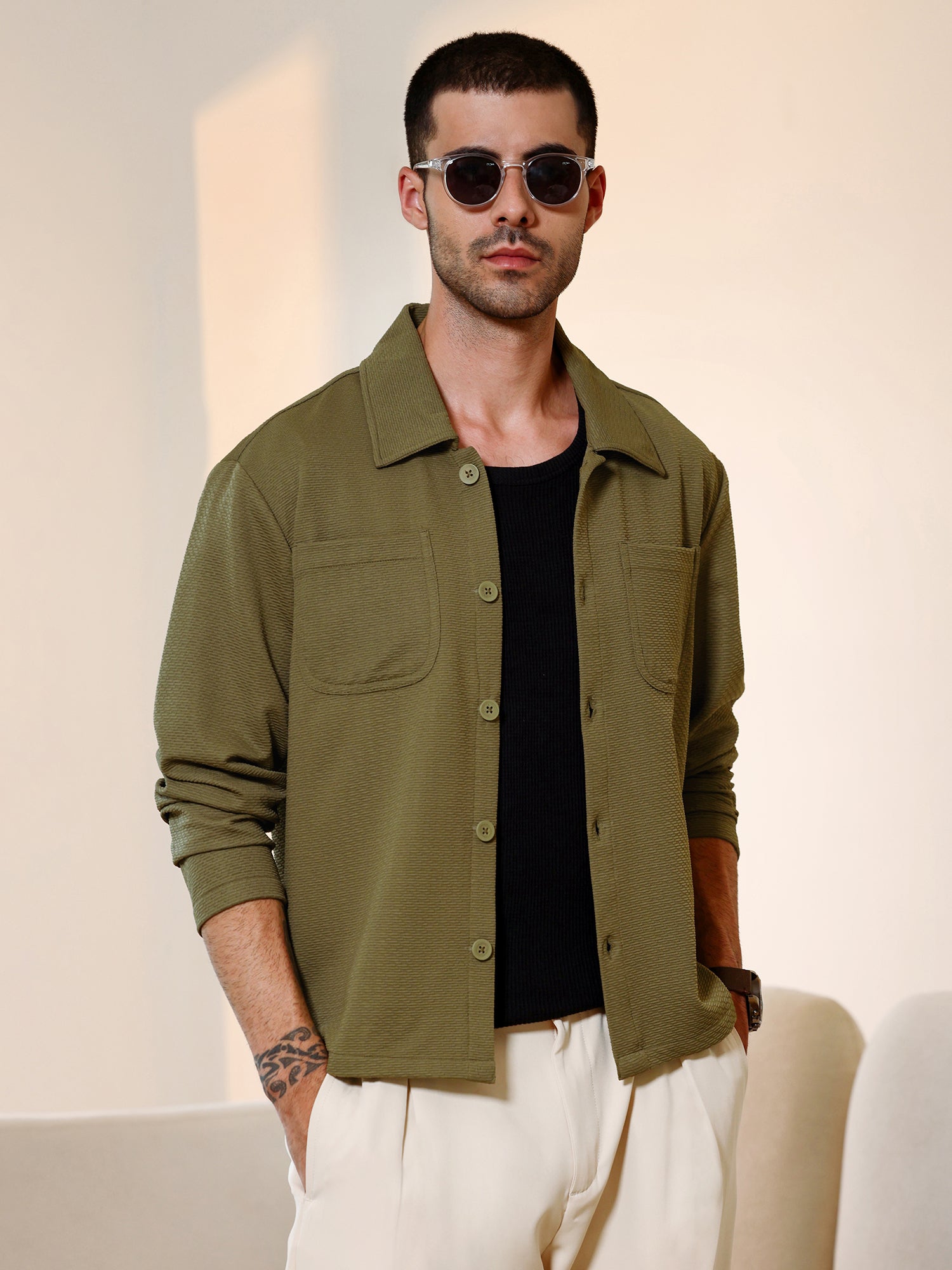Men Green Casual Shirt