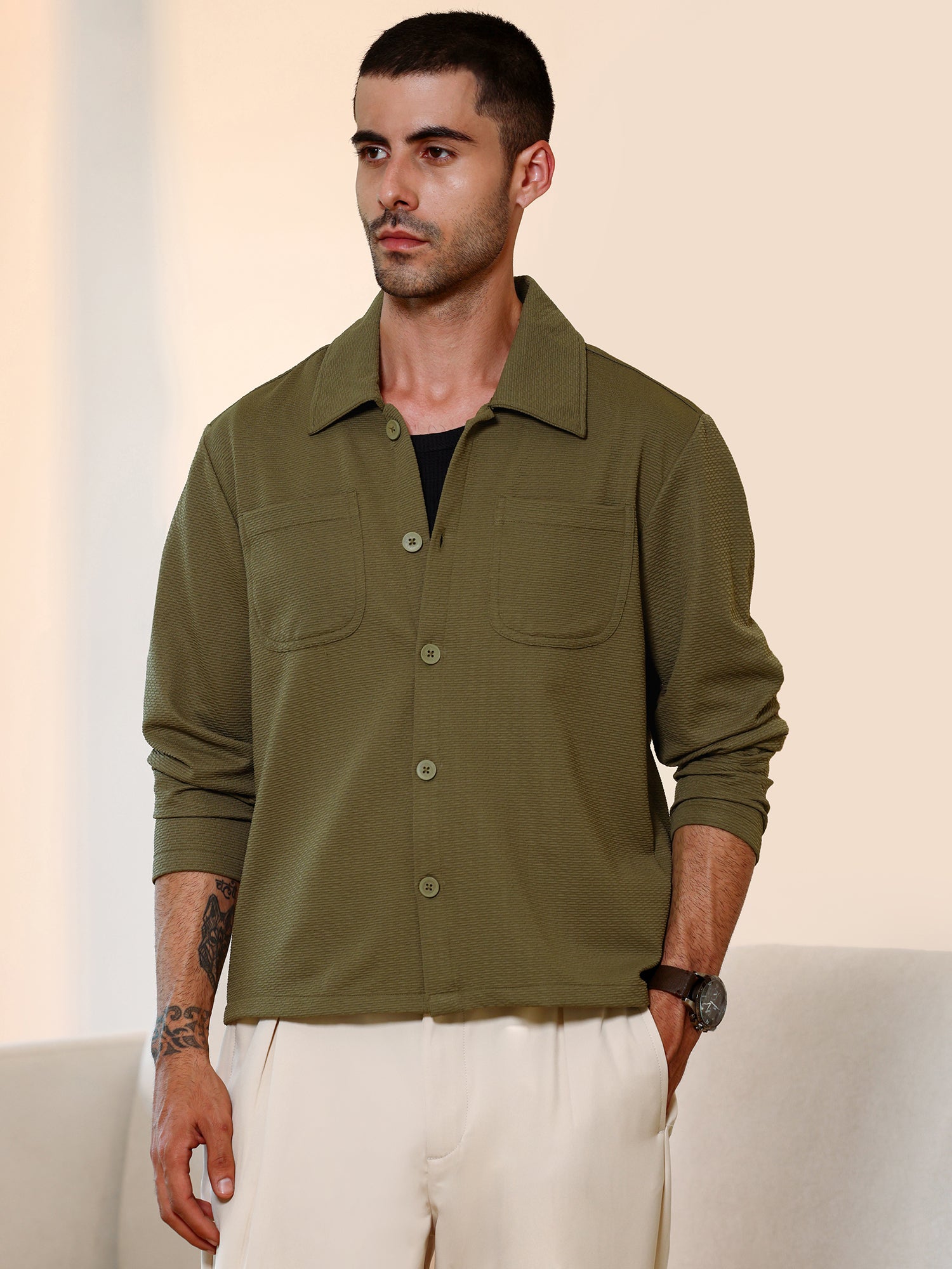Men Green Casual Shirt