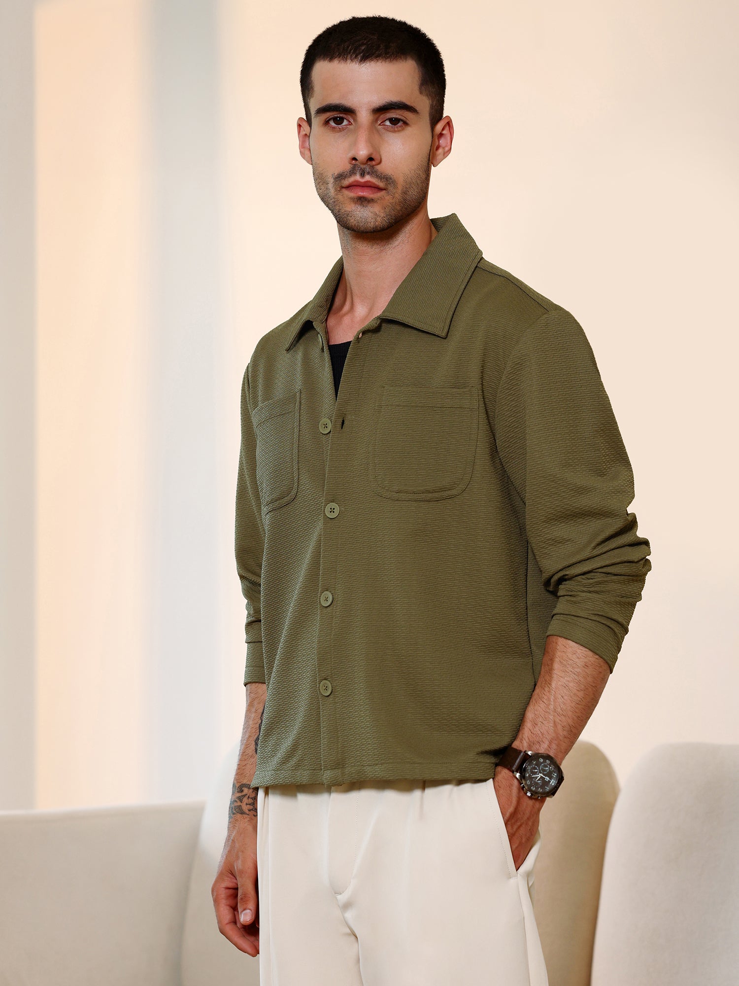 Men Green Casual Shirt