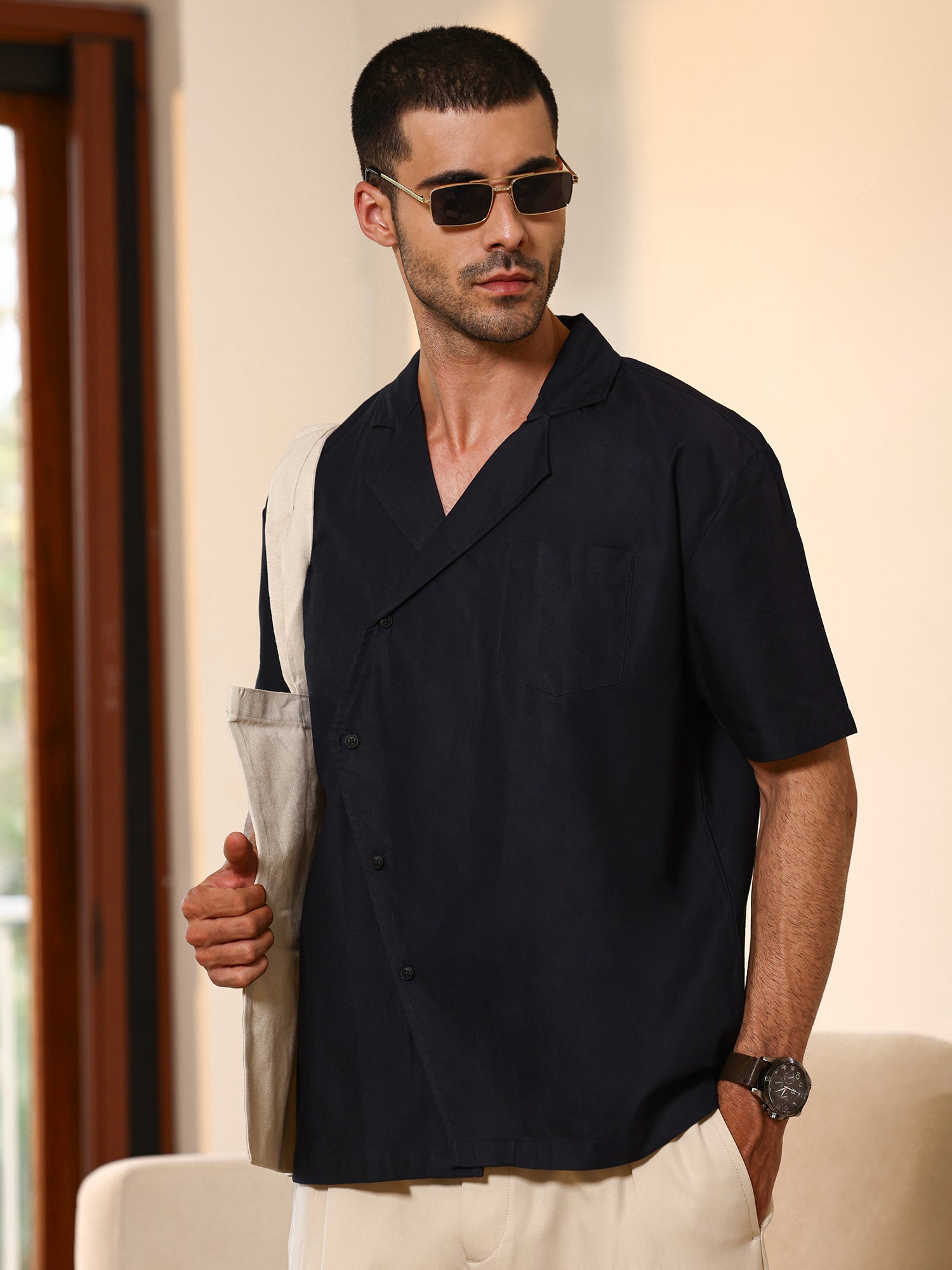 Men Navy  Casual Shirt