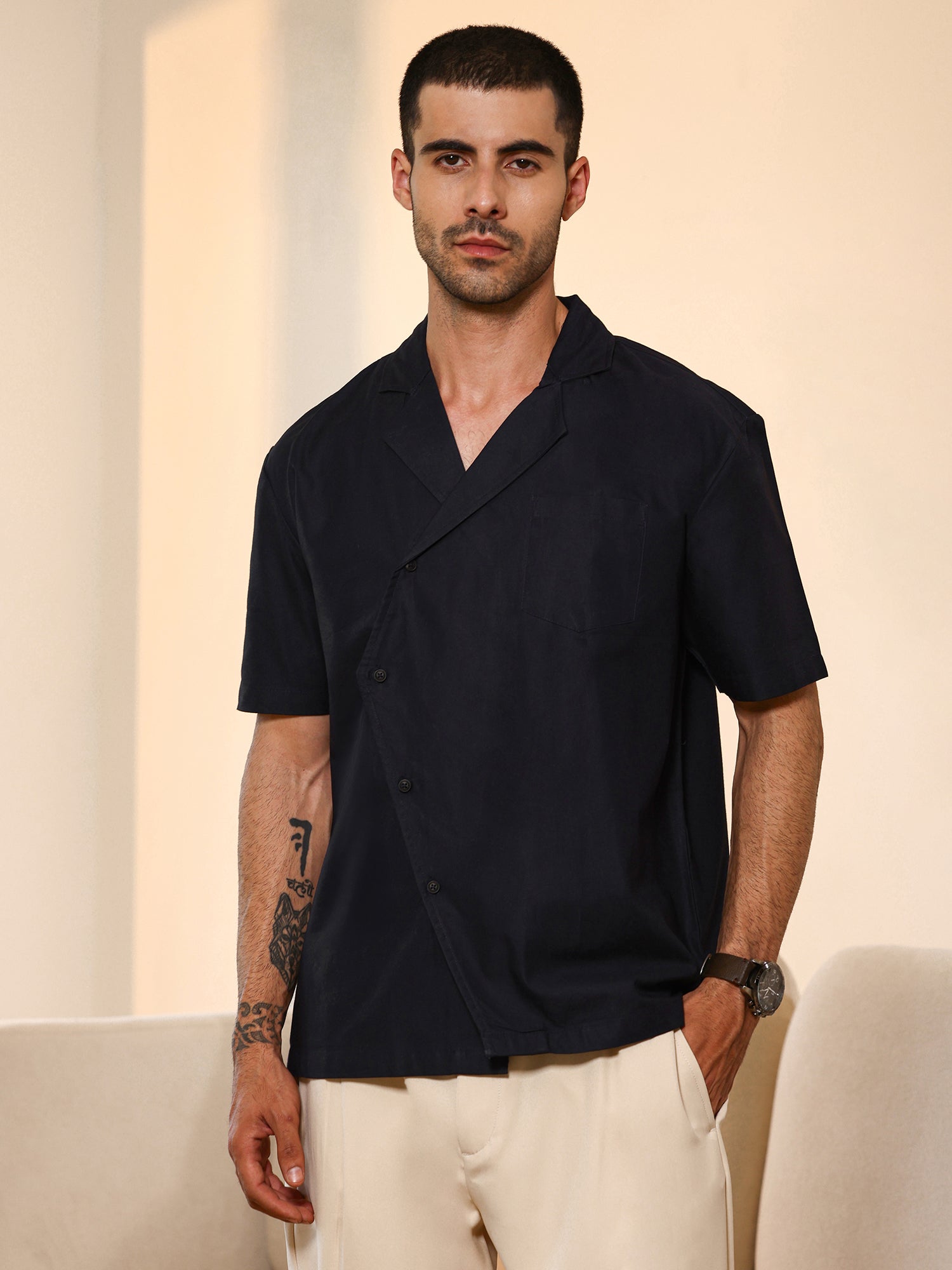 Men Navy  Casual Shirt